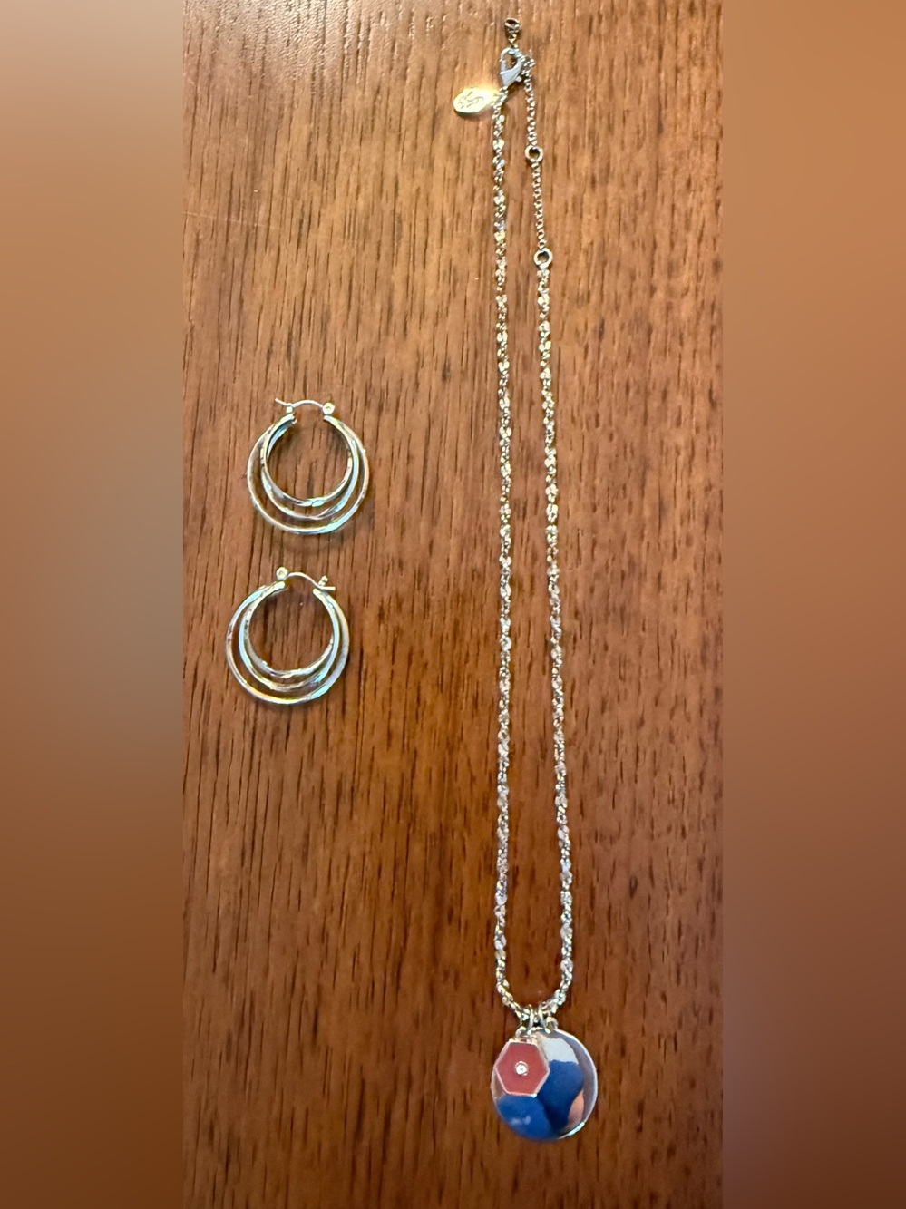 LOFT Gold-Tone Hoop Earrings with Gold Pendant Necklace with 16" chain